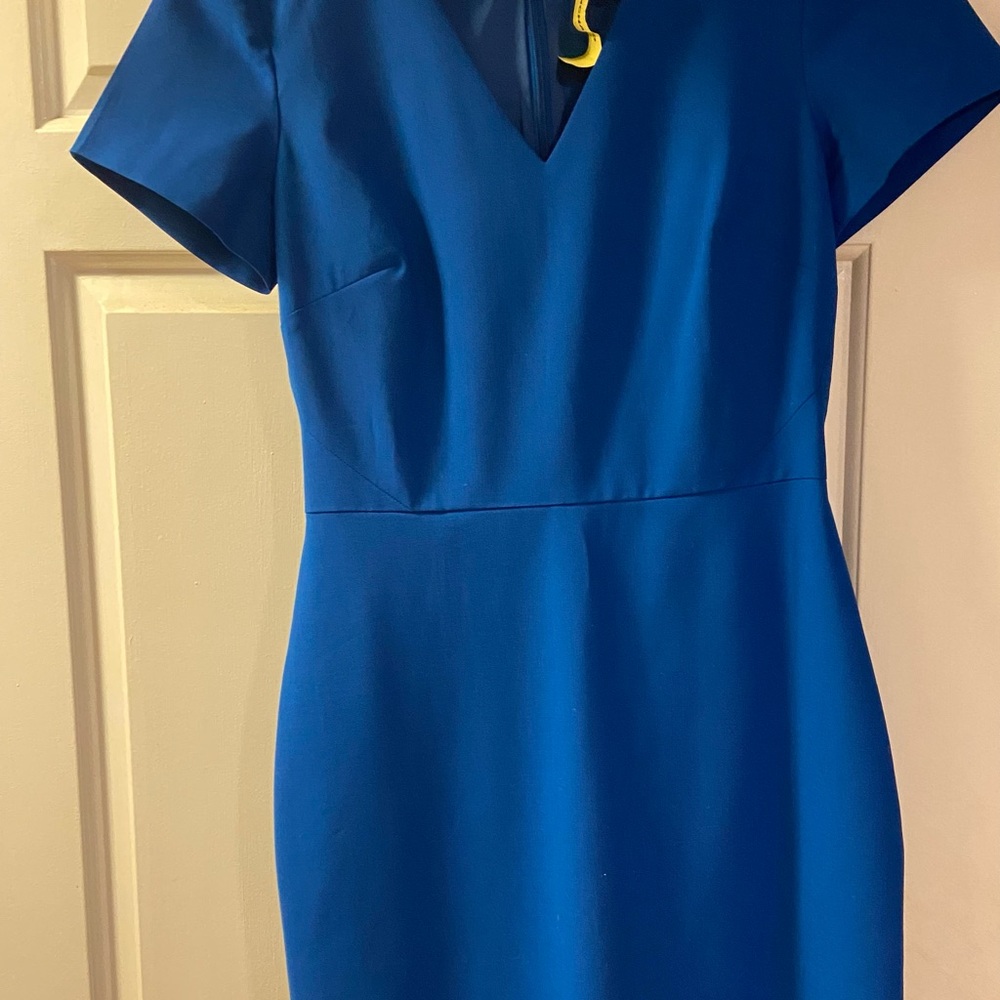 J. Crew Blue Sheath Dress V-Neck Short Sleeve Work